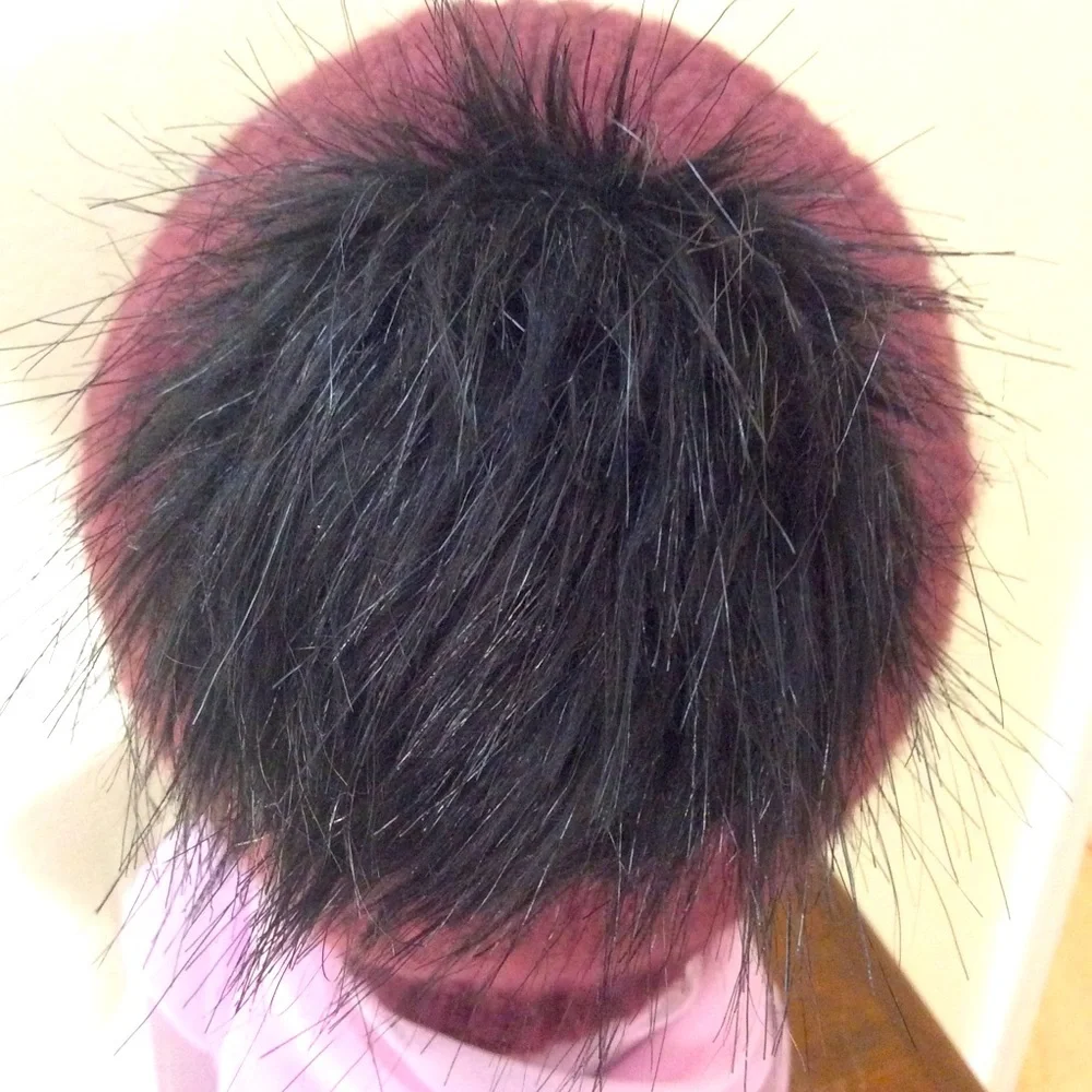 Columbia Faux Fur Pompom Knit Cuff Beanie OS